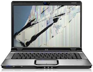 Picture of cracked laptop screen that can be repaired